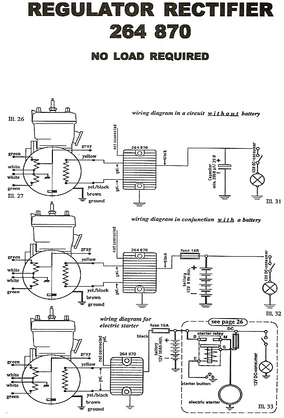 Rotax rectifier wiring diagram for 264 780 regulator.