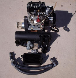 Kawasaki 340 liquid cooled twin cylinder two stroke aircraft engine.